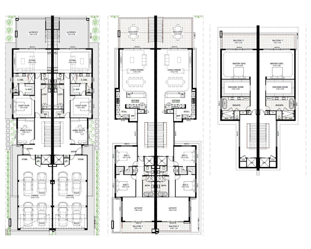 3 storey duplex designs with reverse living in the second floor